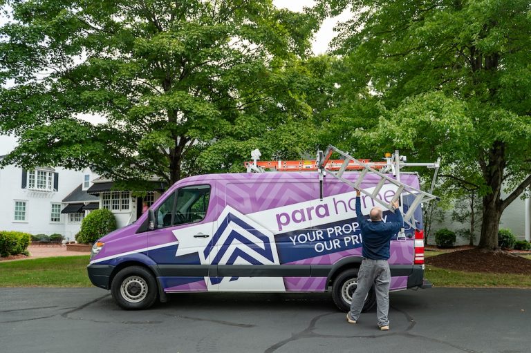 Purple Parahome Solutions service van parked in a residential driveway